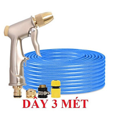 Bộ dây vòi xịt nước rửa xe, tưới cây . tăng áp 3 lần,loại 3m, 5m 206701-1 đầu đồng,cút nhựa,nối đồng+ tặng đai