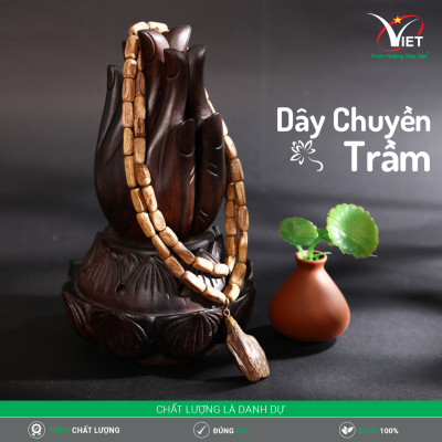 Dây Chuyền Trầm Hương Thiên Nhiên Kiểu Đốt Trúc Thô