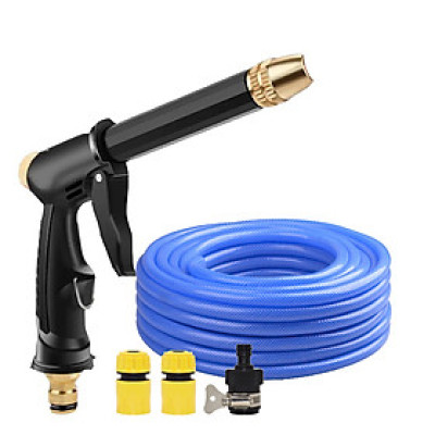 Bộ dây và vòi xịt rửa xe tưới cây tăng áp thông minh 810-2576 (dây xanh-cút nối đen)