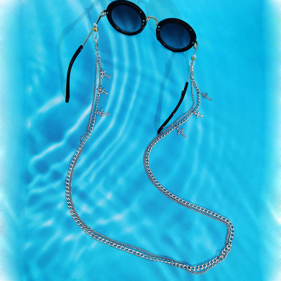 Dây đeo gọng kính chuỗi chữ thập titan hợp kim không gỉ unisex Âu Mỹ hip hop phong cách punk rock cá tính XM589