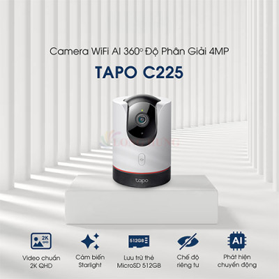 Camera trong nhà TP-Link Tapo AI Pan/Tilt Home Security Wifi 4MP 2K C225 - Hàng chính hãng