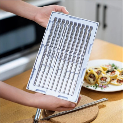 Bộ Đũa inox 10 Đôi Haatz CIM316 - Đũa inox 316L Siêu Bền, An Toàn Cho Sức Khoẻ, Bảo Hành 24 Tháng