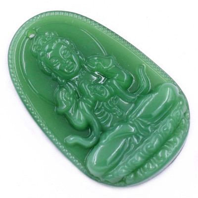 Mặt dây chuyền Phật Đại nhật như lai đá xanh 2.2 x 3.6cm ( size trung ) kèm vòng cổ dây chuyền inox rắn + móc inox, Phật bản mệnh