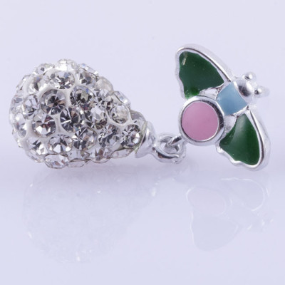 Bông tai bạc nữ S925 Italia Bạc Xinh Huệ Ngân Cánh bướm pha lê ED013