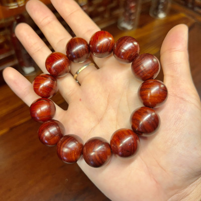 Vòng Gỗ Tử Đàn Ấn 18li - Vòng đeo tay Cao Cấp Tử Đàn Kim Sa Nhiều Sao Phong Thủy