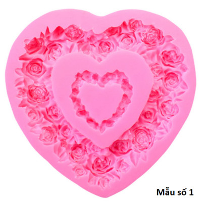 Khuôn silicon làm rau câu trái tim hoa hồng – Mã số 1001