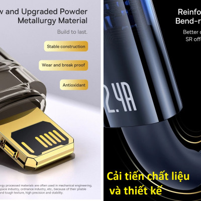 Cáp sạc dành cho iPhone 2.4A tự ngắt khi đầy Baseus Explorer Series CATS000401- Hàng chính hãng