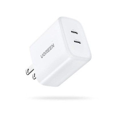 Ugreen 90299 40W Bộ sạc nhanh 2 cổng USB-C chuẩn cắm US Màu Trắng cd243 - Hàng chính hãng