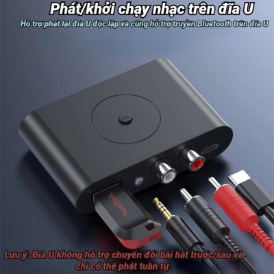 Thiết Bị Nhận Bluetooth, NFC Cho Loa Và Amply Hỗ Trợ Cổng 3.5mm, AV, USB Bộ Thu Phát Bluetooth 5.0 2 in 1 - Chế độ chuyển đổi linh hoạt, Âm Thanh HD, Độ Trễ Thấp, Khoảng Cách Trên 10m Chip thông minh, Cổng kết nối đa dạng RCA AUX USB - Hàng Chính Hãng