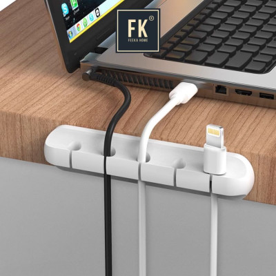 Kẹp cố định dây cáp, dây tai nghe, dây mạng, dây sạc... giúp gọn không gian 5 rãnh Màu ĐEN - Hàng chính hãng