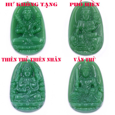 Mặt dây chuyền Phật Đại nhật như lai đá xanh 2.2 x 3.6cm ( size trung ) kèm vòng cổ dây chuyền inox rắn + móc inox, Phật bản mệnh