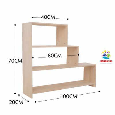Kệ Tủ Sách Kệ Đựng Đồ Chơi Bậc Thang Montessori Bằng Gỗ Tự Nhiên Trang Trí Phòng Cho Bé, Nội Thất Mầm Non