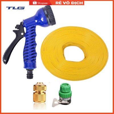 Bộ dây vòi xịt rửa xe, tưới cây, dọn dẹp nhà cửa 3-5m (cút đồng nối nhựa xanh) 206843