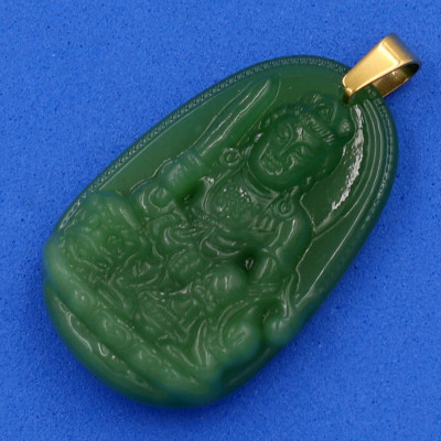 Mặt Phật Văn Thù Bồ Tát thạch anh xanh size nhỏ 3.6cm MTXA3 - phật bản mệnh tuổi Mão