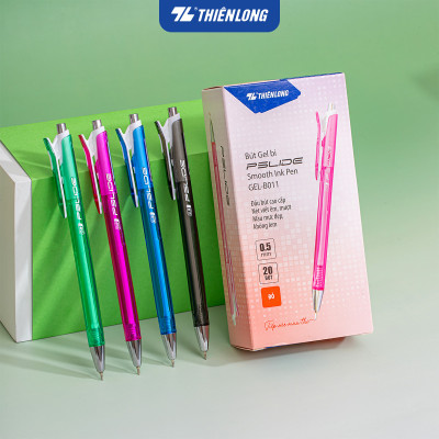 Combo 5/10/20 Bút Gel Thiên Long GEL-B011 ngòi 0,5mm mực xanh đỏ đen kiểu dáng đơn giản có đệm mềm giúp cầm tay êm