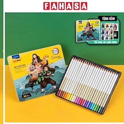 Hộp 24 Bút Chì Màu Thanh Gươm Diệt Quỷ - Colokit CPC-C043/DS - Hộp Thiếc - Tặng Bộ Thẻ Photocard Demon Slayer