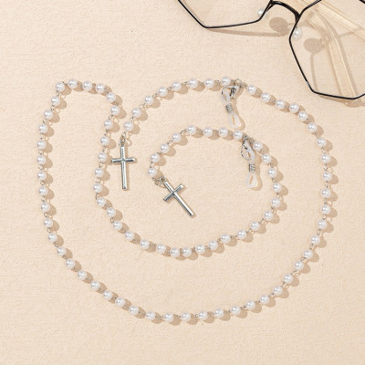 Dây kính chain đeo gọng kính cros decor glasses ngọc trai abs và chữ thập phong cách Âu Mỹ dây đeo airpod đeo mặt nạ khẩu trang