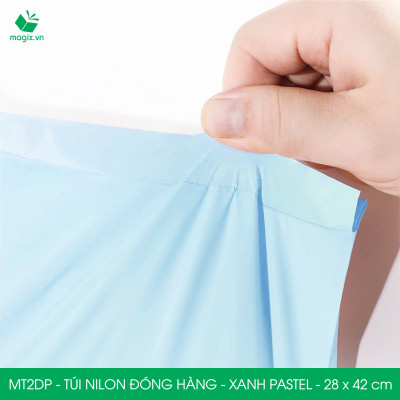 MT2DP - 28x42 cm  - Túi nilon gói hàng - 100 túi niêm phong đóng hàng màu xanh pastel