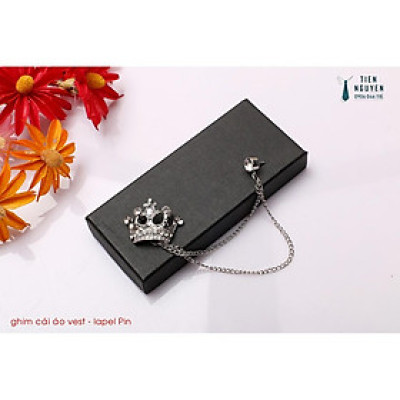 Ghim cài áo lapel pin - Phụ kiện cài áo đinh đá vương miện tặng kèm hộp