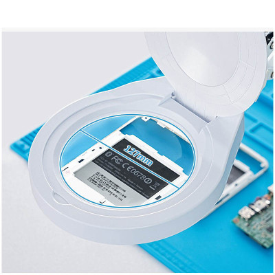 Kính lúp để bàn có đèn TERINO DE-78W (phóng đại 10X và 20X, Led, màu trắng) - Hàng chính hãng