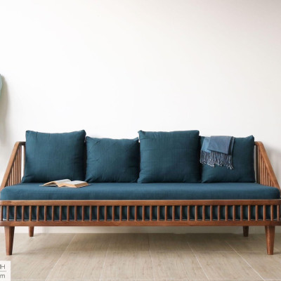 Sofa băng gỗ nệm Juno Sofa Model 2024 Dài 2m x 80 x 81 cm bao gồm 4 gối tựa vuông