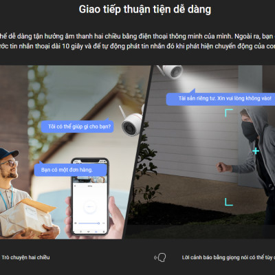 Camera Wifi EZVIZ H3C 5MP 3K  Có Màu Ban Đêm, Đèn Cảnh Báo - Hàng Chính Hãng