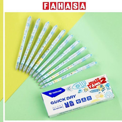 Hộp 12 Bút Gel Quick Dry 0.5 mm - Thiên Long GEL-045/KM - Mực Xanh