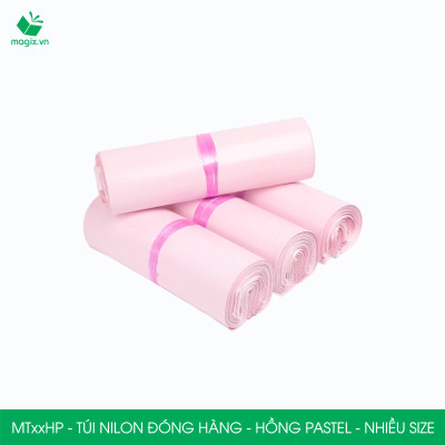 Combo 100 túi nilon gói hàng - túi niêm phong đóng hàng màu hồng pastel - NHIỀU KÍCH THƯỚC