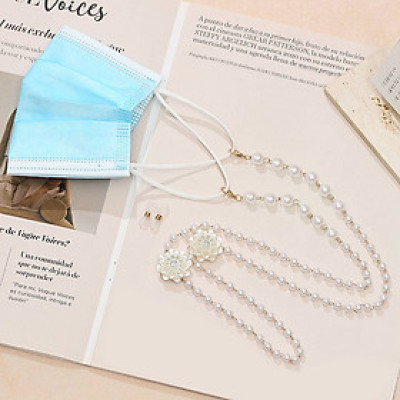 Dây kính chuỗi ngọc trai và hoa hồng dây phụ kiện đeo gọng kính giữ kính chống trơn trượt chống rơi vỡ dây đeo airpod dây giữ khẩu trang