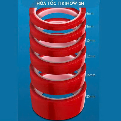 Băng Keo 2 Mặt Nano Đỏ Cường Lực Trong Suốt Siêu Dính, Chịu Nhiệt, Chống Nước Rộng 20mm x 3 mét