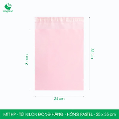 MT1HP - 25x35 cm  - Túi nilon gói hàng - 200 túi niêm phong đóng hàng màu hồng pastel