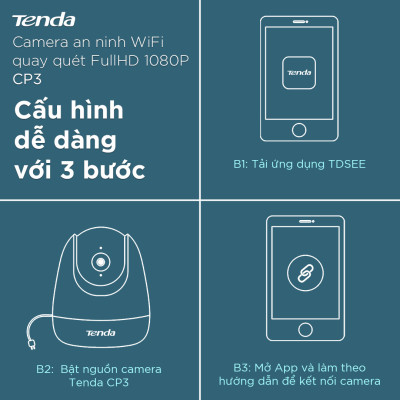 Camera IP Wifi Tenda CP3 Full HD 1080P 360° - Hàng Chính Hãng