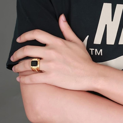 Nhẫn nam titan thời trang chạm rồng 2 bên trangsucpt đá xanh dương inox thép không gỉ PTNNA252