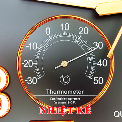 Đồng hồ Treo Tường Cao Cấp Có DẠ QUANG và NHIỆT ẨM KẾ TỰ ĐỘNG - Máy KIM TRÔI EASTAR - Viền Mỏng Số Nổi 3D - Tặng Pin Maxell - BH 1 Năm