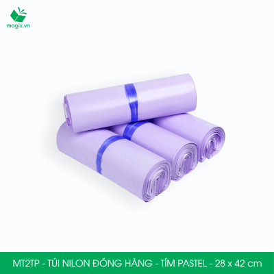 MT2TP - 28x42 cm  - Túi nilon gói hàng - 200 túi niêm phong đóng hàng màu tím pastel