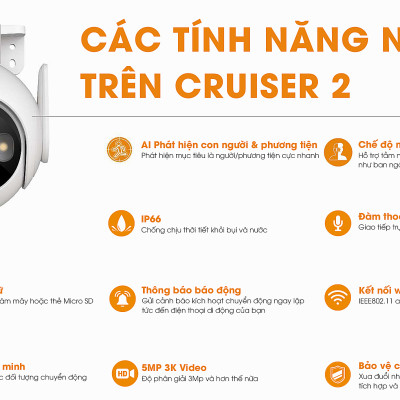 Camera Wifi ngoài trời Imou Cruiser 2 (5MP) I IPC-GS7EP-5M0WE I Đàm thoại 2 chiều I Phát hiện chuyển động I IP66 | Hàng chính hãng