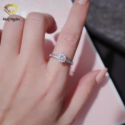 Nhẫn bạc 925 Huệ Ngân - 6 chấu Viền đá 6 li RR1561