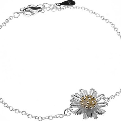 Lắc Tay Nữ Bạc Hiểu Minh LTU296 hoa cúc bạc ý