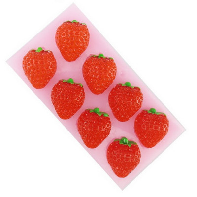 Khuôn silicon làm bánh, rau câu 8 trái dâu – Mã số 1027