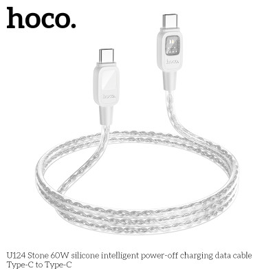 Cáp Sạc Và Truyền Dữ Liệu Sạc Tắt Nguồn Thông Minh Silicone Dành Cho Hoco U124 Type C To Type C 60W Dây Dài 1.2M Hàng Chính Hãng