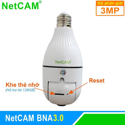 Camera IP WiFi Giám Sát An Ninh NetCAM BNA3.0, Quay quét 360 độ, Độ phân giải 3.0MP, Theo dõi hoạt động trên App ICSEE - Hàng chính hãng