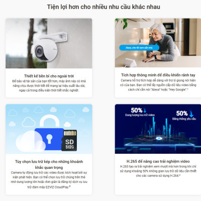 Camera Wi-Fi Quay Quét 360° Ezviz H8x 2K⁺ AI - Hàng chính hãng