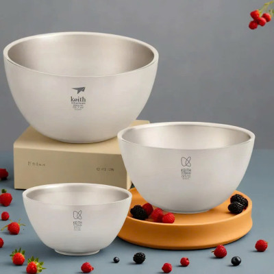 Tô chén ăn cách nhiệt 2 lớp Titanium Keith Ti5354 - 550ml