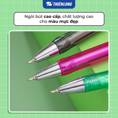 Combo 5/10/20 Bút Gel Thiên Long GEL-B011 ngòi 0,5mm mực xanh đỏ đen kiểu dáng đơn giản có đệm mềm giúp cầm tay êm