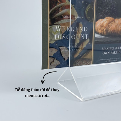 Kệ mica 2 mặt Enter E02 150x210mm chân tam giác A5 đứng