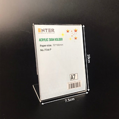Kệ mica 1 mặt Enter F04-P 75x100mm A7 đứng, Kệ menu chữ L, Khung thông tin sản phẩm, Khung bảng giá, Kệ trưng bày để bàn