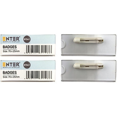 Phôi thẻ tên mica Enter BT041 70x25mm gắn kim K004A (10,100) - Bịch (10)