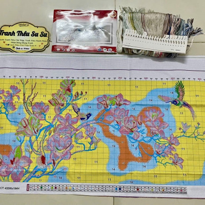 Tranh thêu kín Hoa phong lan vs8268, kích thước 110 x 55 cm, 11ct thêu 3 sợi