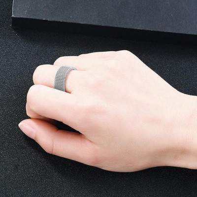 Nhẫn nam nữ xích lưới Elas thép không gỉ trangsucpt hiphop đường phố Unisex - Nhẫn Dring PTNNA30