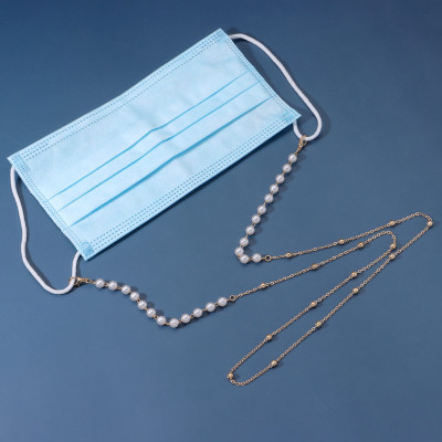 Dây đeo gọng kính chuỗi hạt châu mix chain kim loại hạt phụ kiện unisex